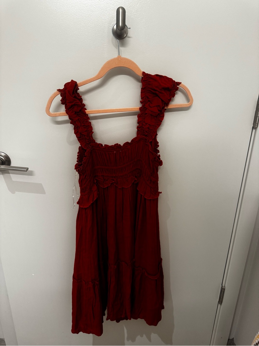 Pink Lily Rust Red Ruffle-Strap Sundress - Picture 3 of 5